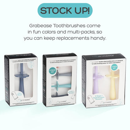 Grabease Double-Sided Finger Toothbrush for Toddlers (Blush) | 12m+ | Recyclable Silicone