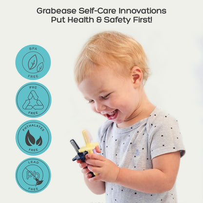 Grabease Double-Sided Finger Toothbrush for Toddlers (Blush) | 12m+ | Recyclable Silicone