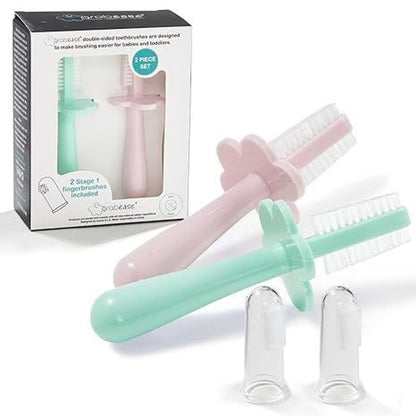 Grabease Double-Sided Baby Toothbrush Pack – Mint & Blush (2-Pack)