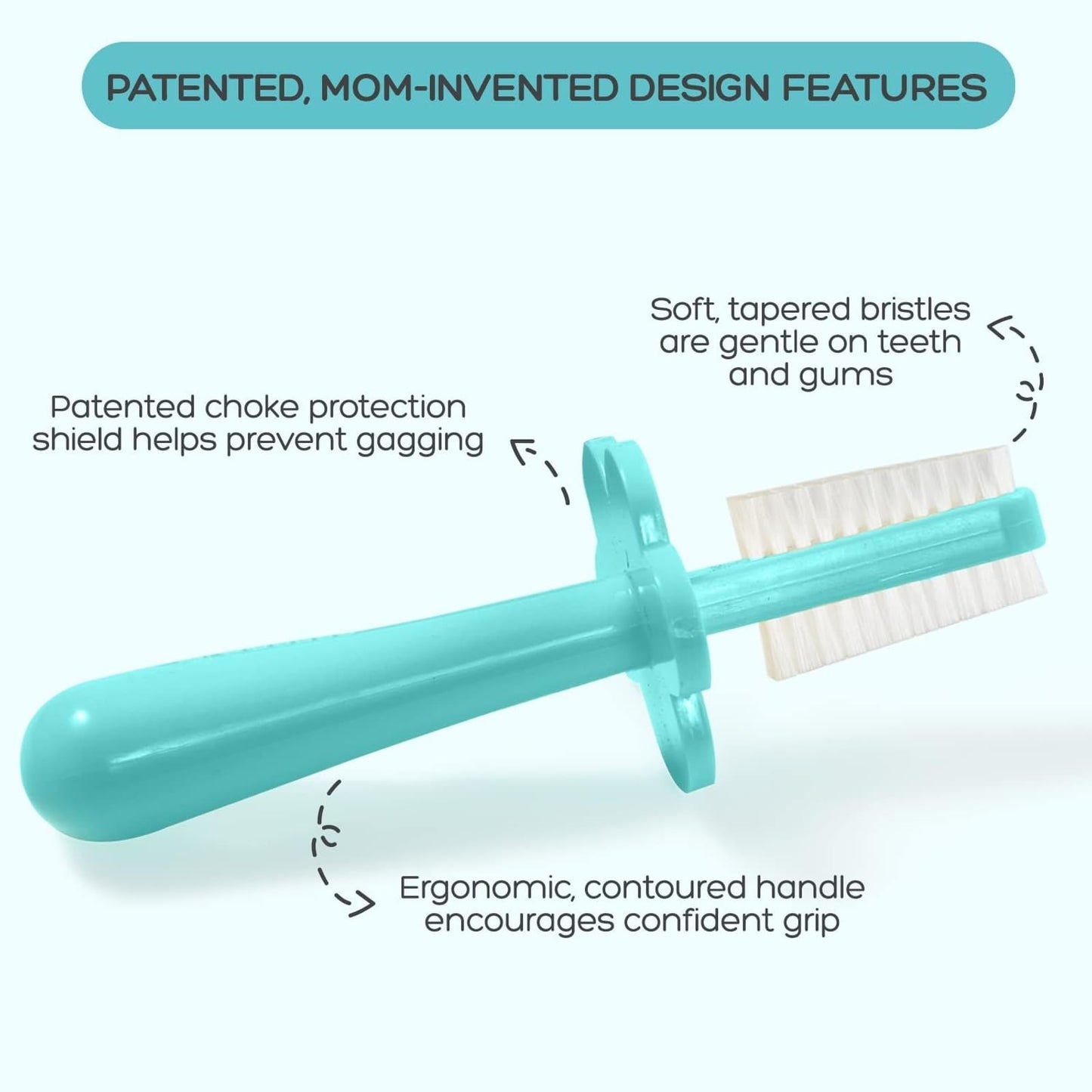Grabease Silicone Finger Toothbrush for Infants & Toddlers | Double-Sided Bristles & Safe Choke Shield
