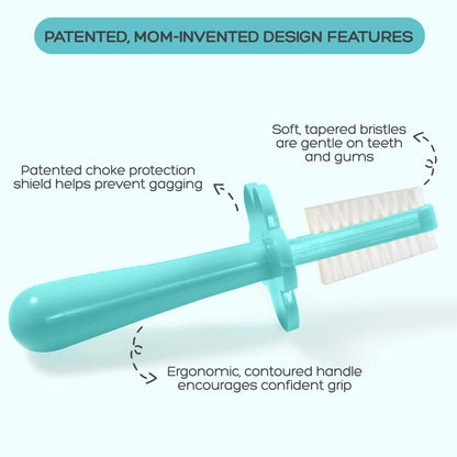 Grabease Silicone Finger Toothbrush for Infants & Toddlers | Double-Sided Bristles & Safe Choke Shield