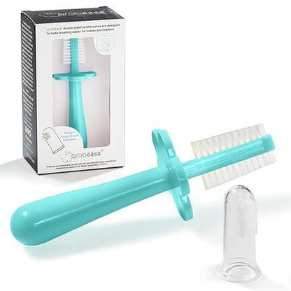 Grabease Silicone Finger Toothbrush for Infants & Toddlers | Double-Sided Bristles & Safe Choke Shield