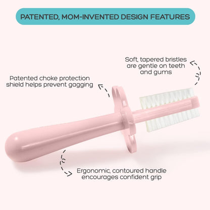 Grabease Double-Sided Finger Toothbrush for Toddlers (Blush) | 12m+ | Recyclable Silicone