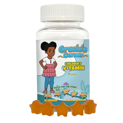Gracie’s Corner Stars Kids Multivitamin Gummies with Omega-3 – Gluten-Free, Plant-Based Toddler Vitamins (60 Count)