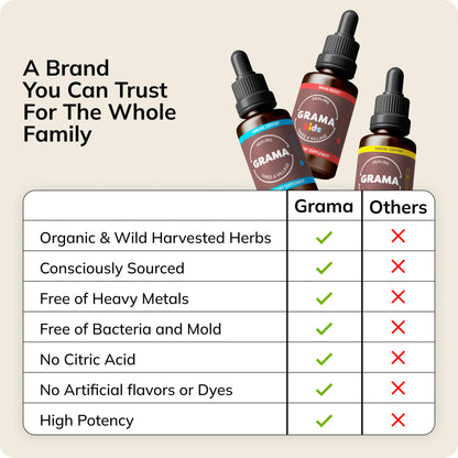 Grama Wellness Organic Echinacea Goldenseal Tincture - Immune Support, Alcohol-Free, 30 Servings