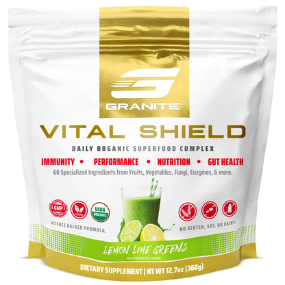 Granite Nutrition Vital Shield – USDA Organic Greens, Mushrooms & Tart Cherry (30 Servings)