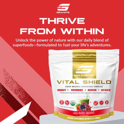 Granite Nutrition Vital Shield – Organic Greens + Tart Cherry (Very Berry)