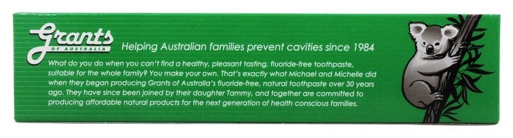 Grants of Australia Natural Toothpaste Mild Mint with Aloe Vera - 3.85 oz | Fluoride-Free, Vegan, Australian Made
