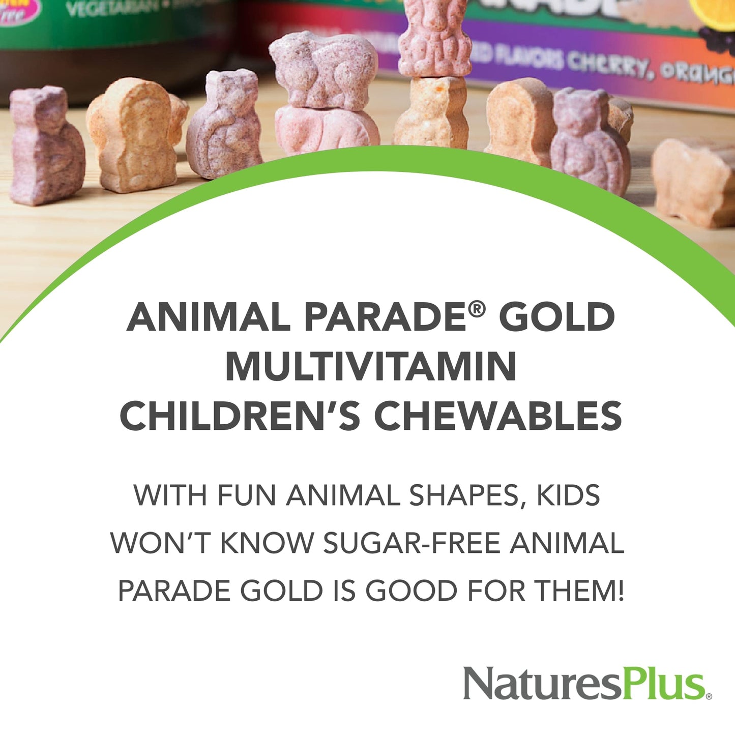Natures Plus Animal Parade Gold Kids Multivitamin – Grape Chewables, 120 Count, Vegan & Gluten Free