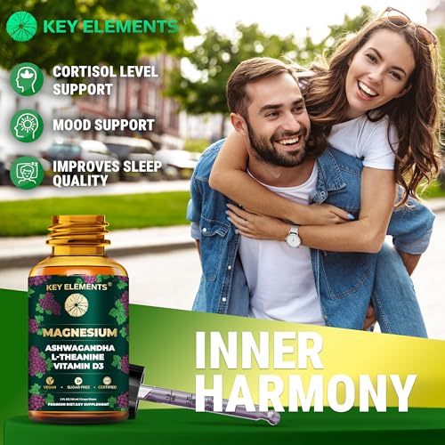 Liquid Magnesium Glycinate for Sleep with L-Theanine, Ashwagandha & Vitamin D3 | Magnesium Sleep Support
