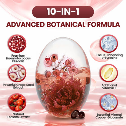 10 in 1 Astaxanthin Supplements 24mg – 4 Month Supply from Haematococcus Pluvialis