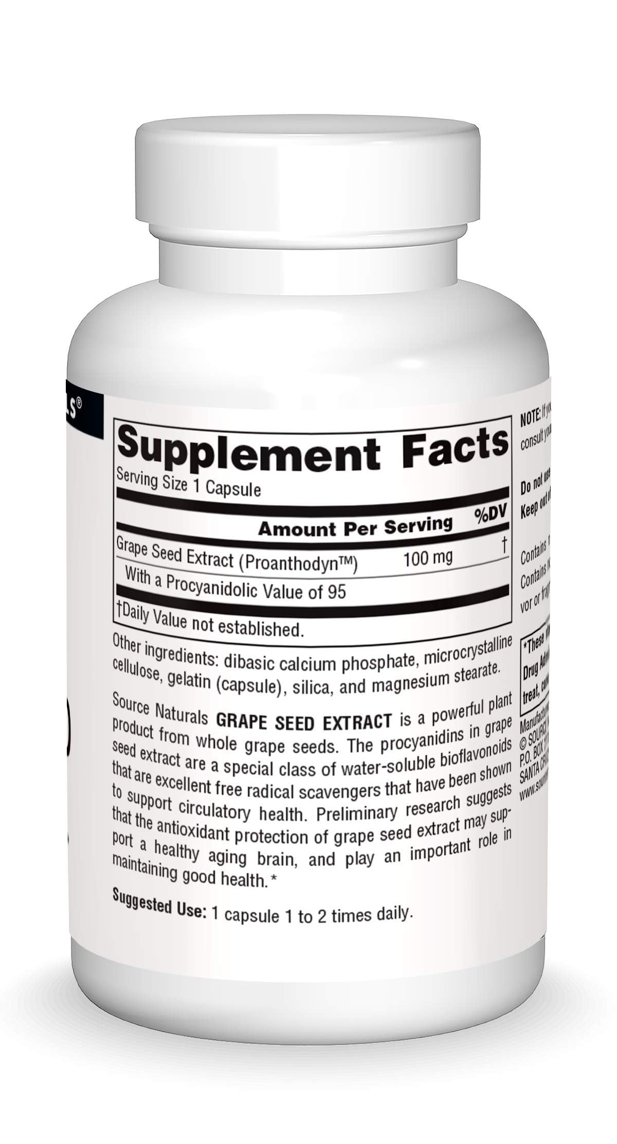 Source Naturals Grape Seed Extract - 100 mg, 60 Capsules | Supports Healthy Aging Brain*