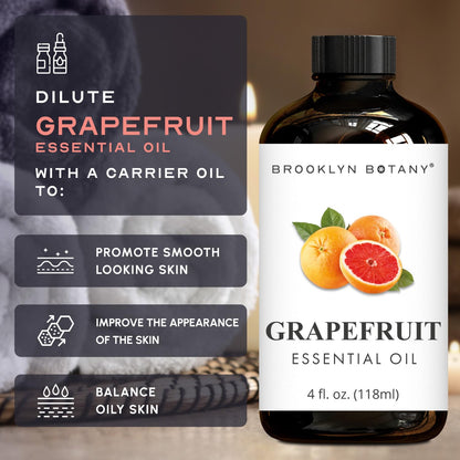 Brooklyn Botany Grapefruit Essential Oil - 4 Fl Oz | 100% Pure & Natural Premium Grade with Dropper