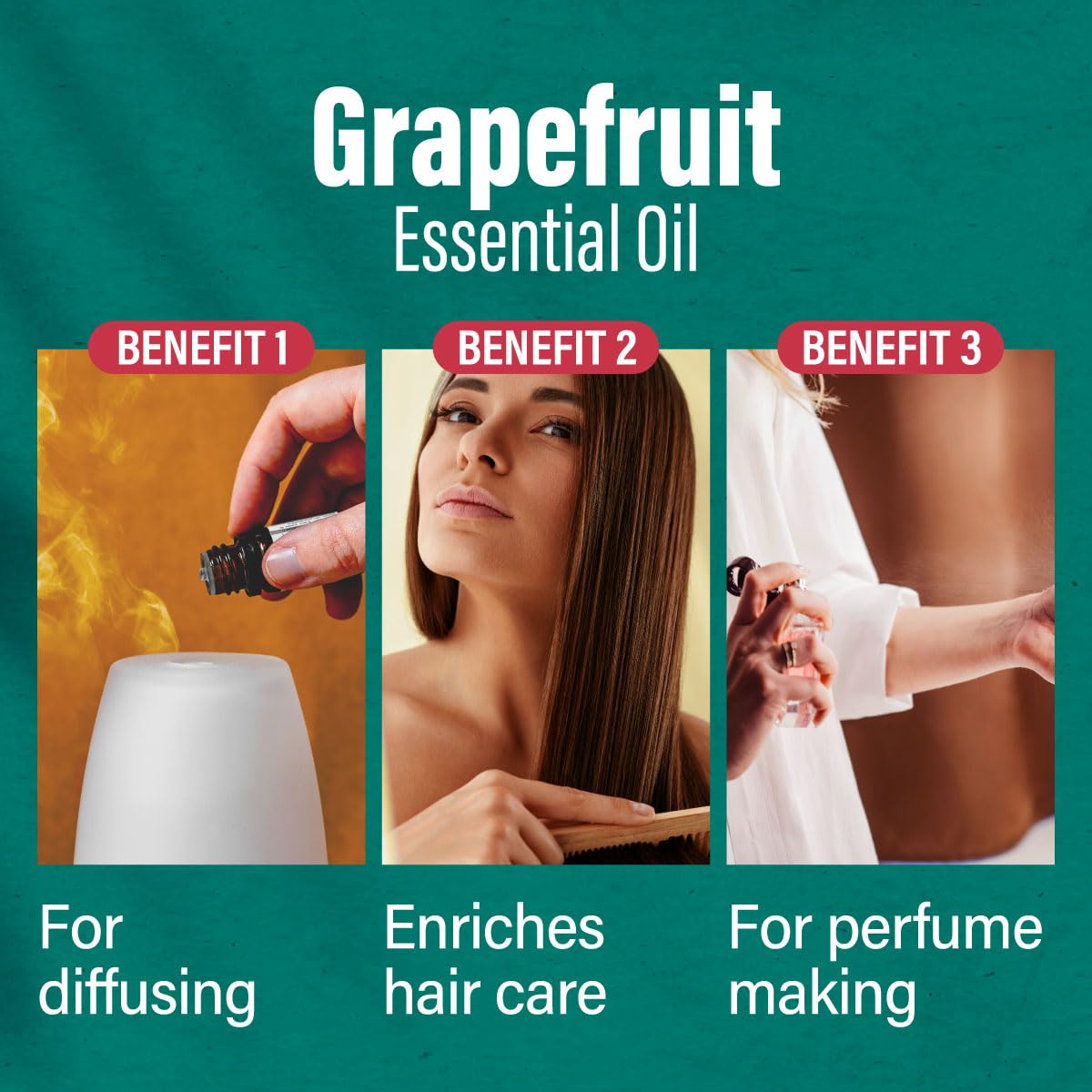 H'ana Grapefruit Essential Oil – 1.02 Fl Oz | Hair, Skin, Diffuser & DIY