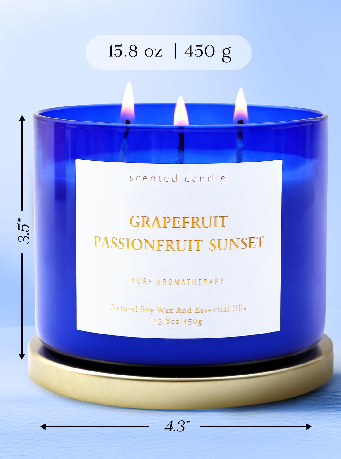 Grapefruit Passionfruit Sunset 3-Wick Soy Candle – 15.8 oz | Tropical Citrus