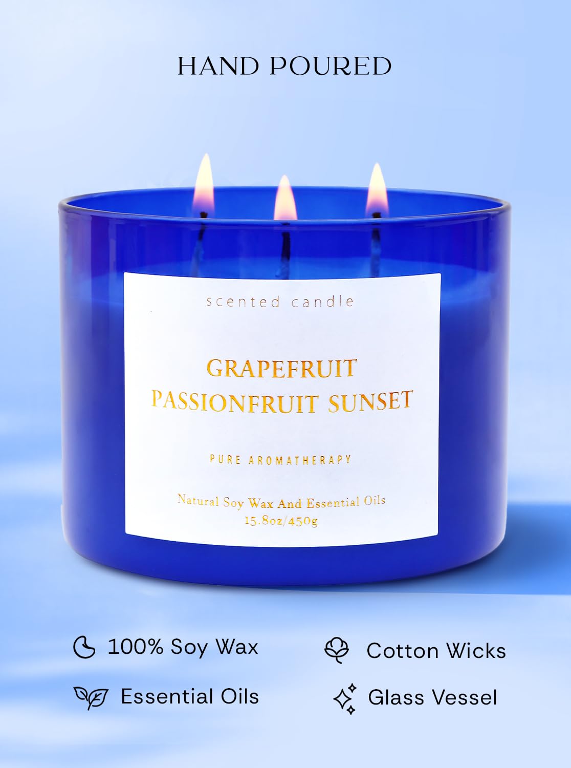 Grapefruit Passionfruit Sunset 3-Wick Soy Candle – 15.8 oz | Tropical Citrus