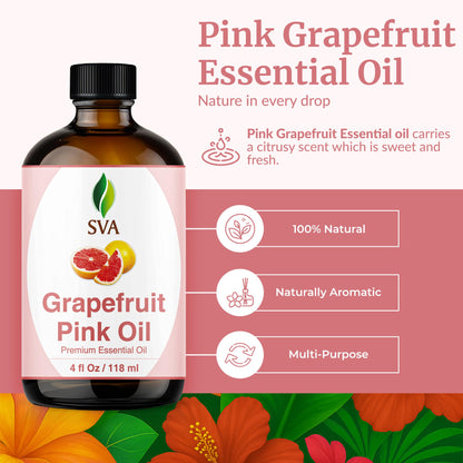 SVA Grapefruit Pink Essential Oil 4oz - 100% Natural, Dropper, Aromatherapy