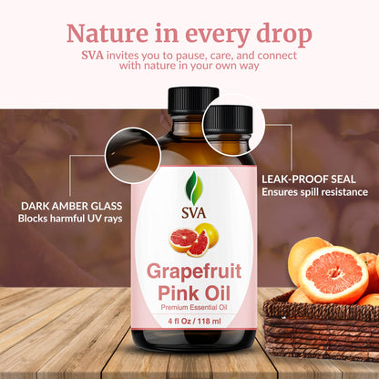 SVA Grapefruit Pink Essential Oil 4oz - 100% Natural, Dropper, Aromatherapy