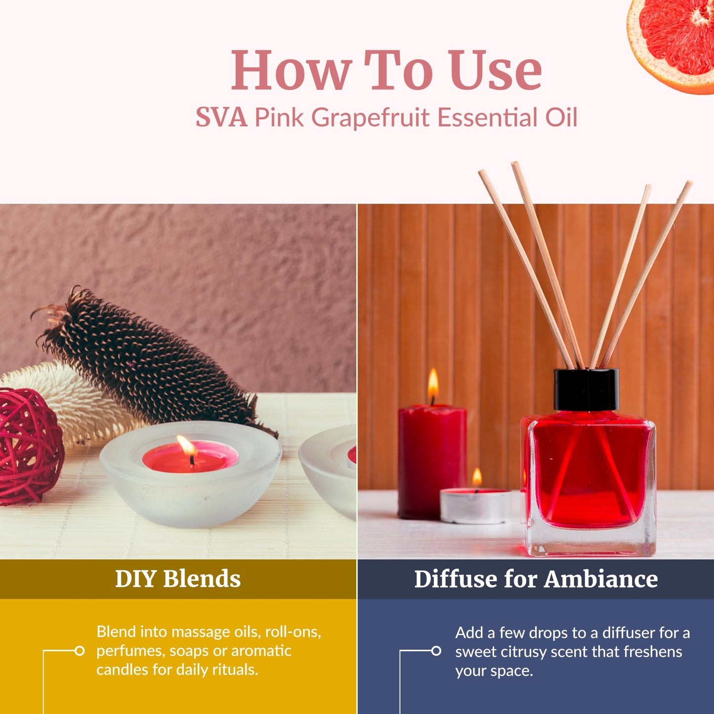 SVA Grapefruit Pink Essential Oil 4oz - 100% Natural, Dropper, Aromatherapy