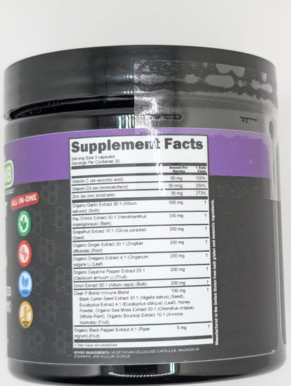 Organic Immune Support with PAU D'Arco, Garlic, Cayenne Pepper, Oregano, Ginger & More | Clean Nutra