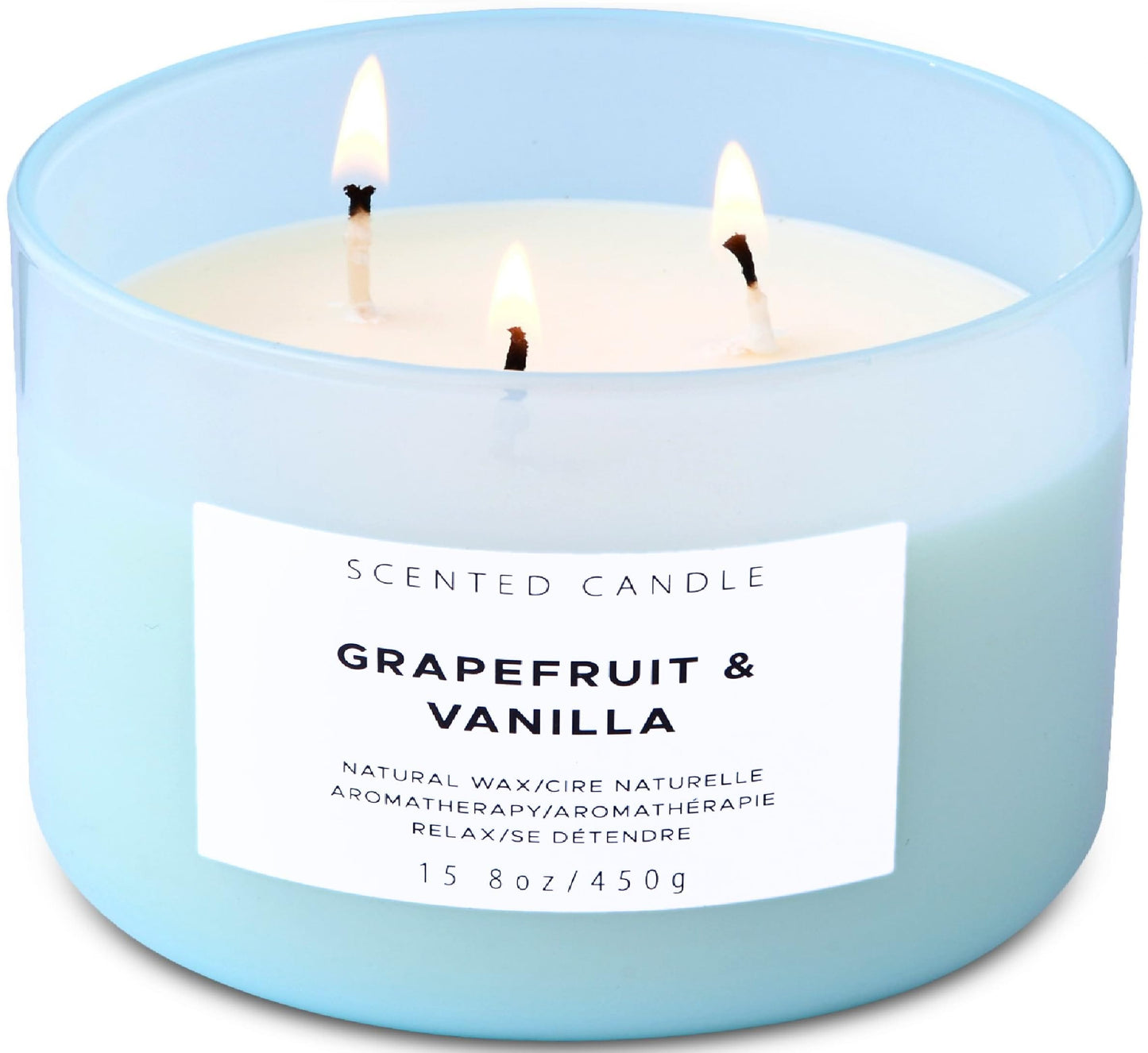 Grapefruit Vanilla 3-Wick Soy Candle 15.8 oz | Strong Throw, Clean Burn