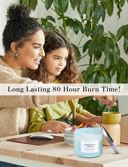 Grapefruit Vanilla 3-Wick Soy Candle 15.8 oz | Strong Throw, Clean Burn