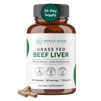 Grass Fed Beef Liver Capsules - 120 Count | 3,000mg Serving | Pasture Raised | No Fillers
