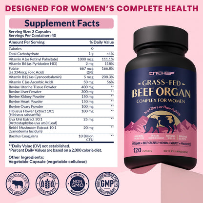 Beef Organ Supplement for Women – Grass-Fed Offal Blend, Hormone Balance & Energy