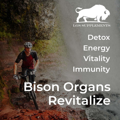 Grass Fed Bison Organ Supplement – Liver, Heart & Kidney | Non-GMO | 180 Capsules