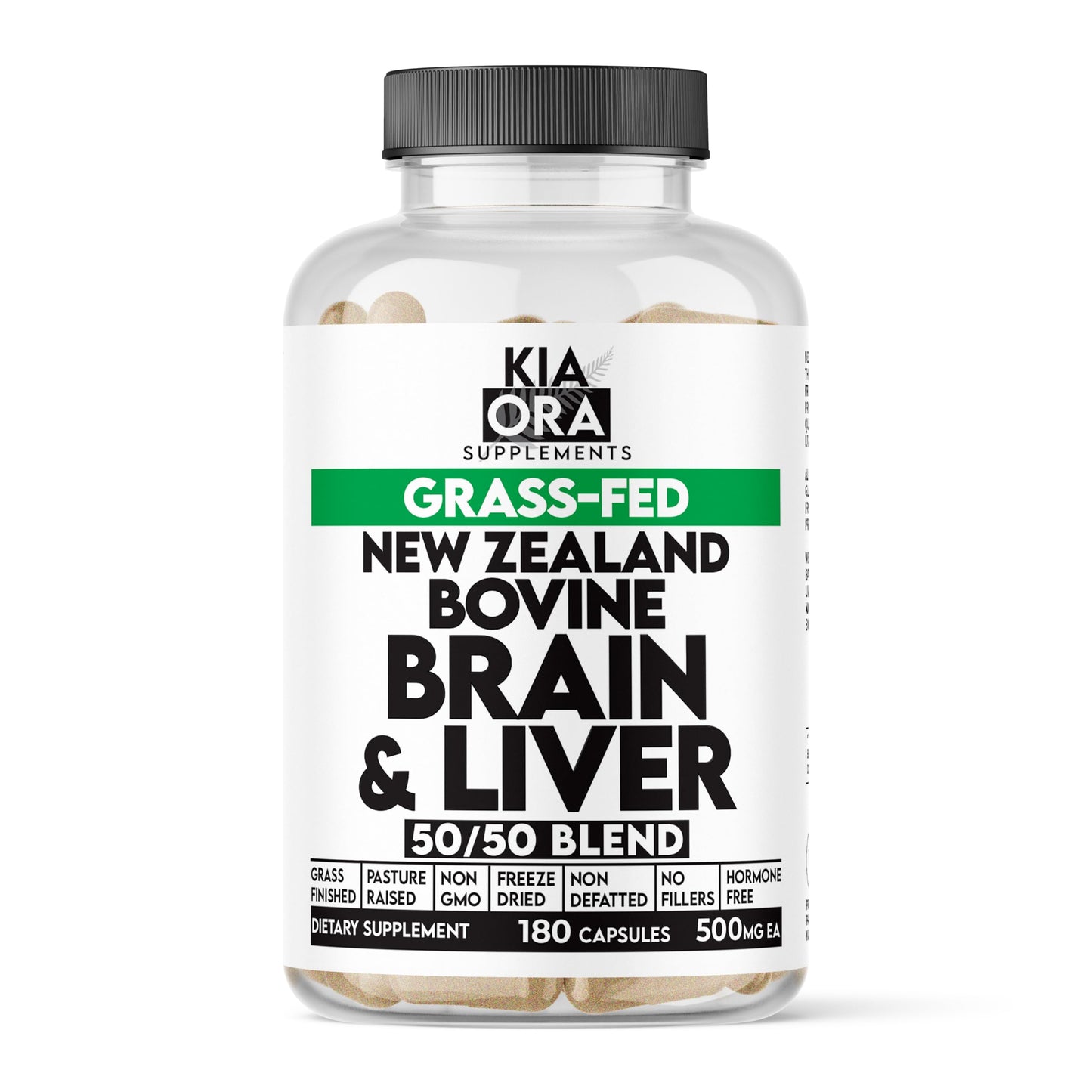 Grass-Fed Bovine Brain & Liver | Cognitive, Mood & Energy Support | New Zealand Sourced, Pasture-Raised, Freeze-Dried, Non-GMO | 180ct