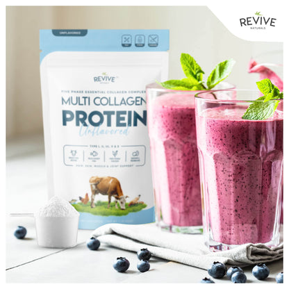 Multi Collagen Protein Powder (16oz) - Five Types I-X | Grass-Fed Bovine, Marine, Chicken & Eggshell