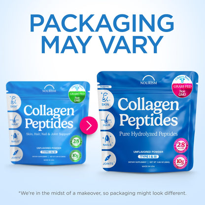 Grass-Fed Collagen Peptides Powder – Type I & III, Unflavored, 9.87 oz