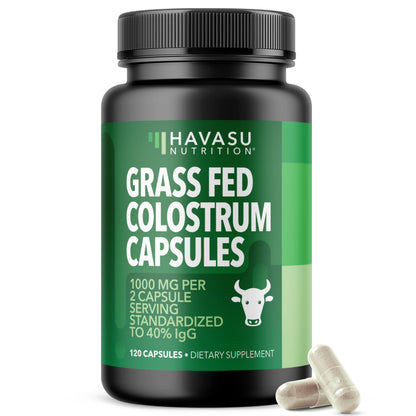 Grass Fed Colostrum Supplement – 1000mg per Serving, 120 Count (60 Day Supply) | IgG 40%