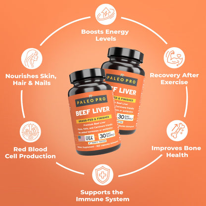 Paleo Pro Liver Gold – Premium Beef Liver Capsules | Grass-Fed NZ, Gluten-Free, 180 Capsules