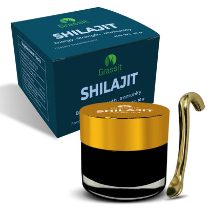 Grassit Shilajit Resin 10G - 85+ Minerals & Fulvic Acid for Energy, Focus & Immunity