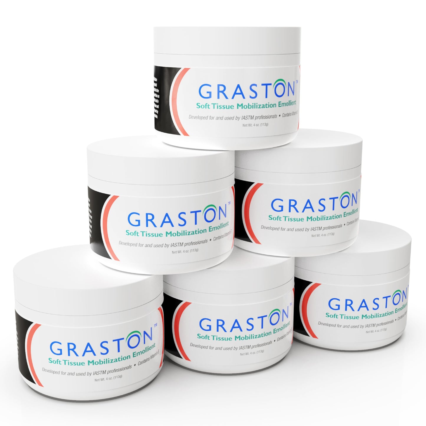 Graston Technique Vitamin E Enriched Emollient - 4oz Jar | IASTM Lotion & Massage Therapy Cream - 6-Pack