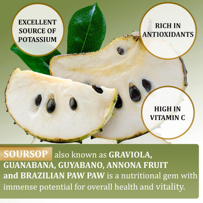 Soursop Leaves & Soursop Gummies – 3000mg Graviola Extract | 60ct, Sugar-Free, Gluten-Free, Non-GMO, Vegan