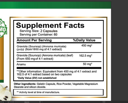 VITAMISAN Graviola Soursop – Natural Dietary Supplement (120 Capsules) – Made in USA
