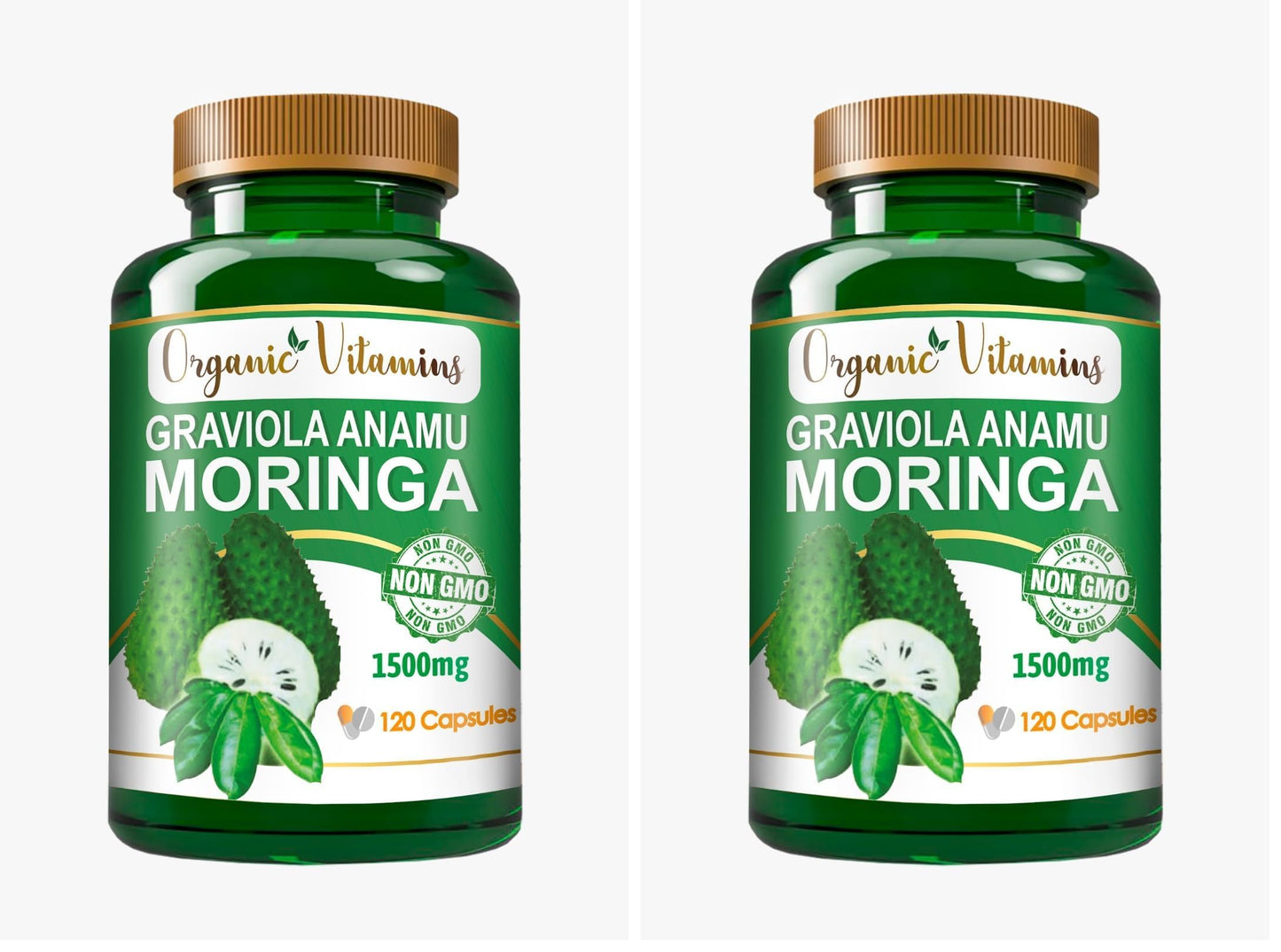 Graviola Soursop Green Superfood for Antioxidant Support (120 Capsules Pack of 2)