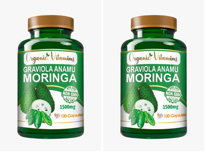 Graviola Soursop Green Superfood for Antioxidant Support (120 Capsules Pack of 2)