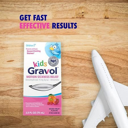 Gravol Kids Liquid – Motion Sickness Relief for Children, 2.5 fl oz (75 ml)