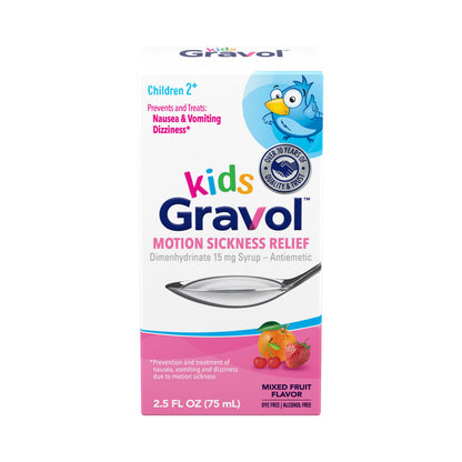 Gravol Kids Liquid – Motion Sickness Relief for Children, 2.5 fl oz (75 ml)