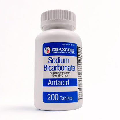 Graxcell Sodium Bicarbonate Tablets 650mg (200 Count) | Fast Heartburn Relief & Digestive Support