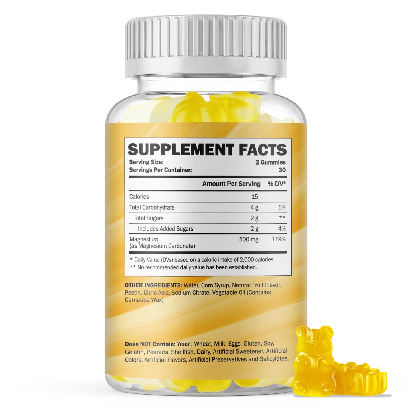 GREABBY Magnesium Carbonate Gummies 500mg – Digestive & Muscle Support, Vegan Pineapple, 60 Chewables