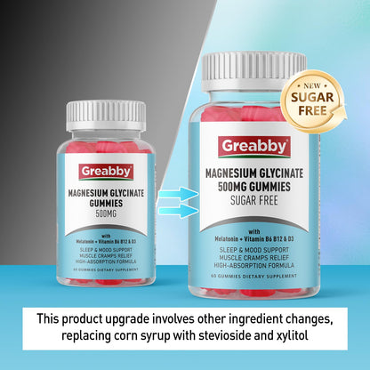 Greabby Magnesium Glycinate Gummies 500mg – Sleep Support for Adults (60 Gummies)