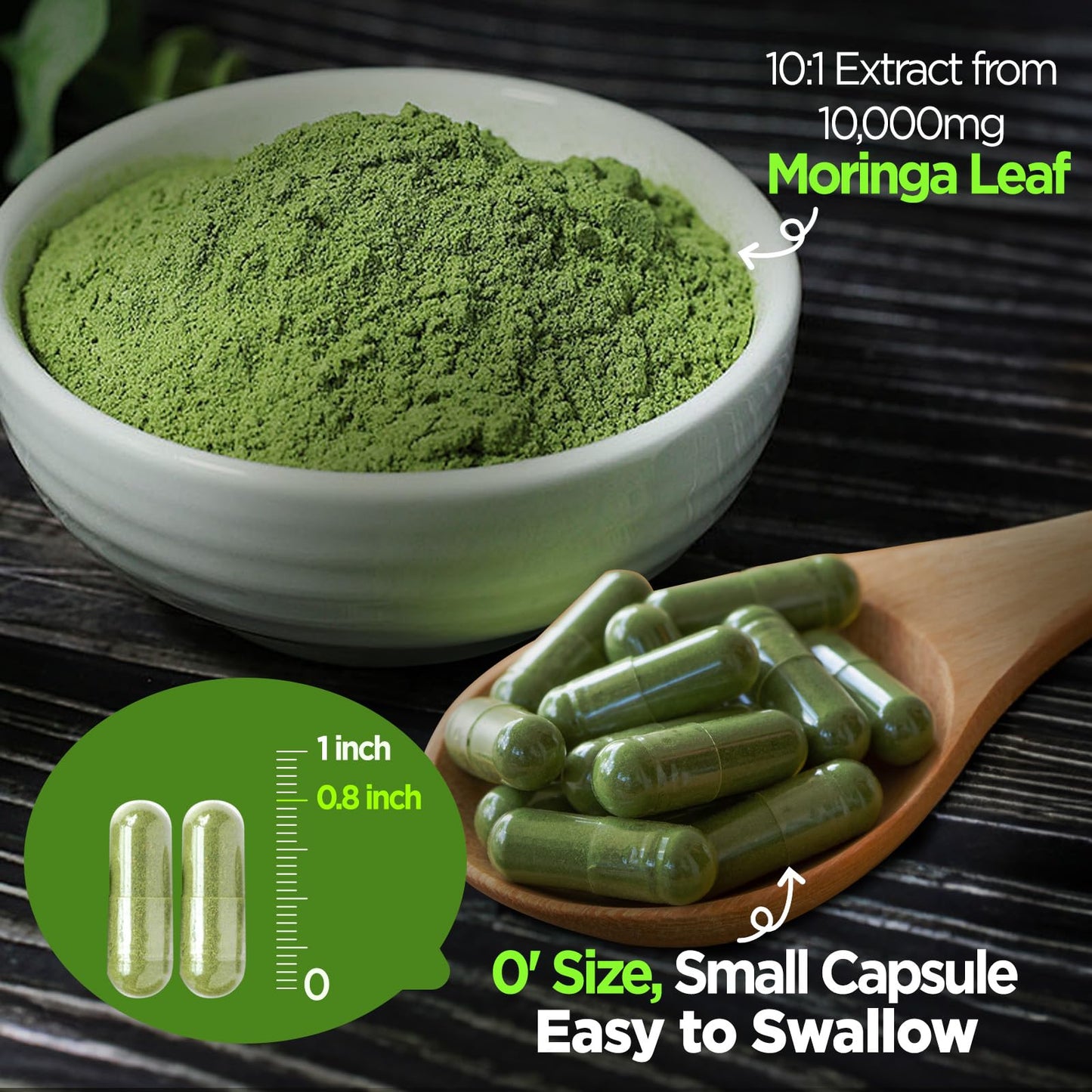 GREABBY Moringa Capsules with Turmeric & Boswellia – Immune, Joint & Digestive Health, 90 Small Vegan Capsules