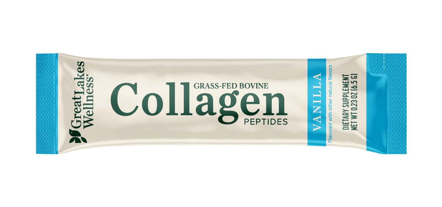 Great Lakes Wellness Collagen Peptides Powder – Skin, Hair, Nails, Joints & Digestion | 12 Sticks