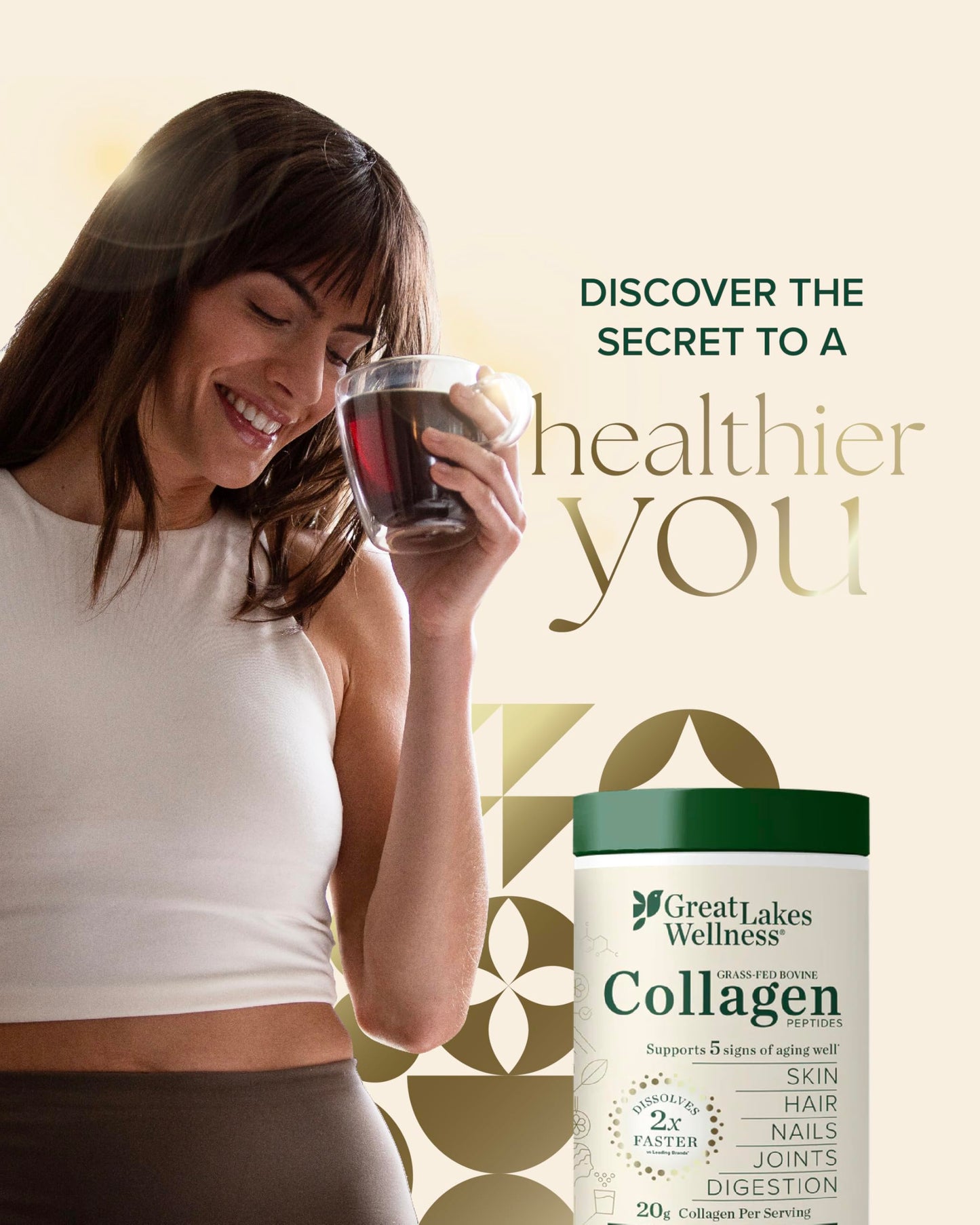 Great Lakes Wellness Collagen Peptides Powder – Skin, Hair, Nails, Joints & Digestion | 12 Sticks