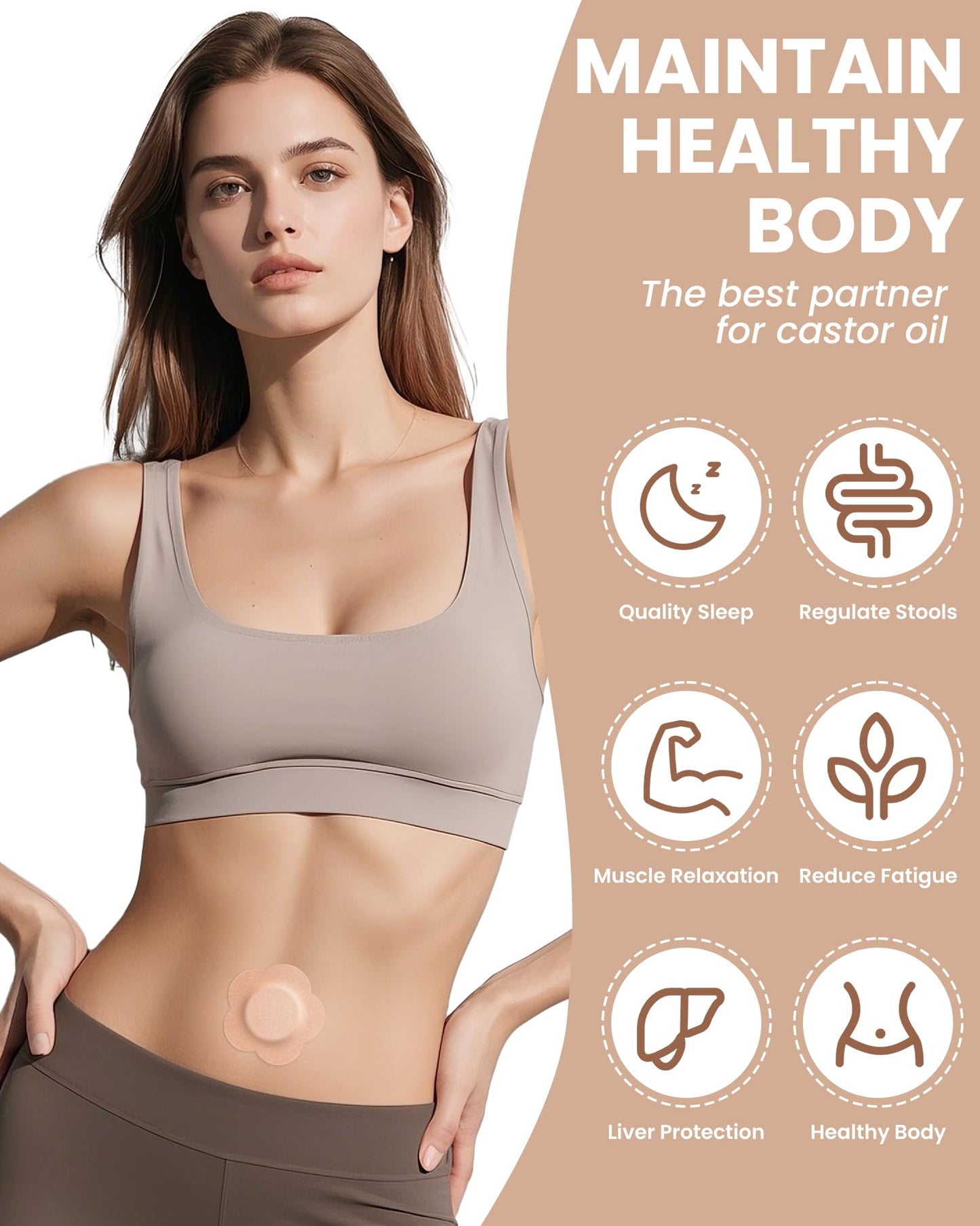 GREBIKE 54PCS Castor Oil Patches – Belly Button Pack, Disposable, Breathable