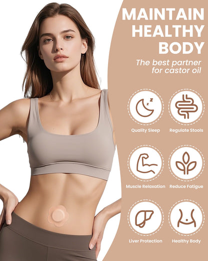 GREBIKE 54PCS Castor Oil Patches – Belly Button Pack, Disposable, Breathable